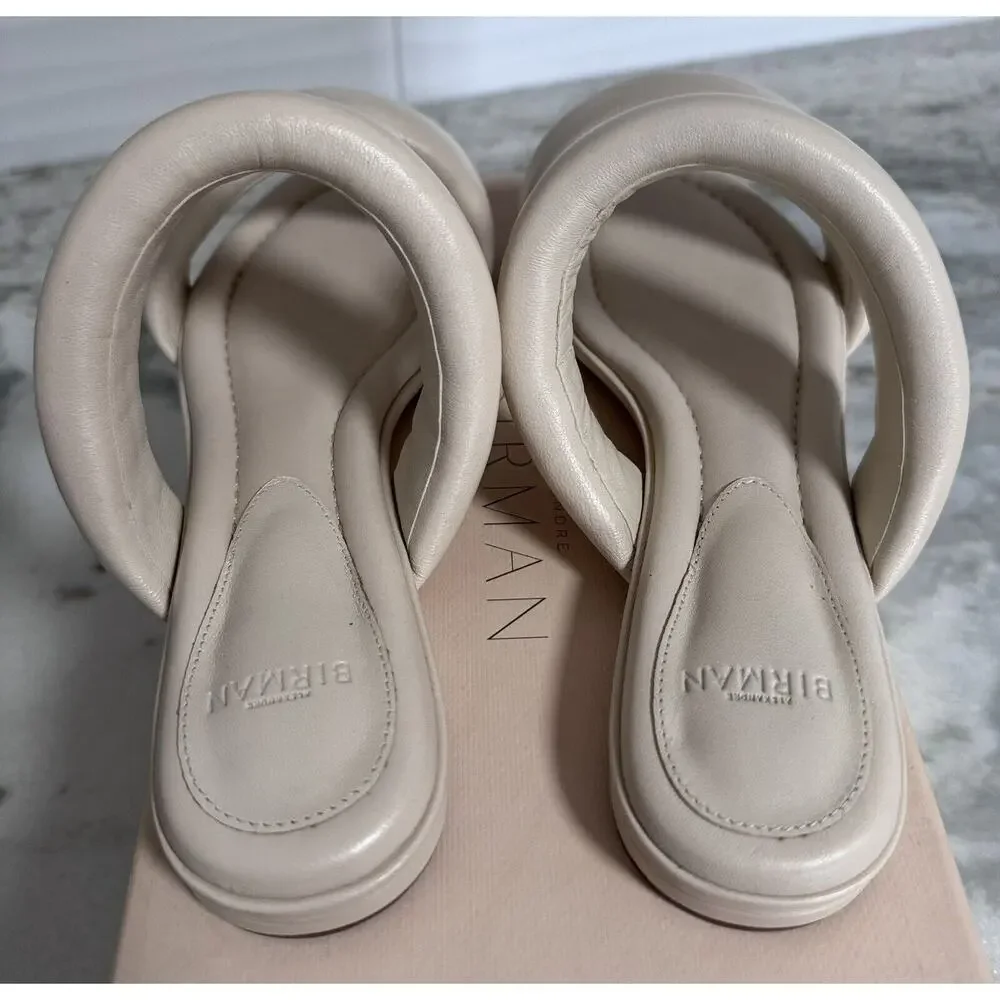 Alexandre Birman Lilla Nappa Leather Flat Slide On Sandals Size 38